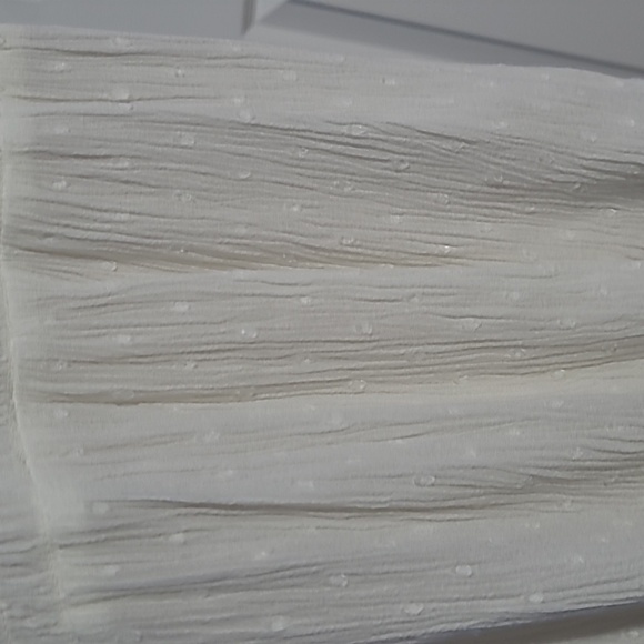 American Eagle White Medium Bell Sleeve Swiss Dot Blouse with Key Hole Back - Picture 2 of 6